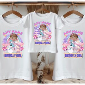 Personalized Custom Birthday Doc McStuffins Family White T-Shirts