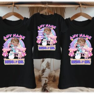 Personalized Custom Birthday Doc McStuffins Family Black T-Shirts
