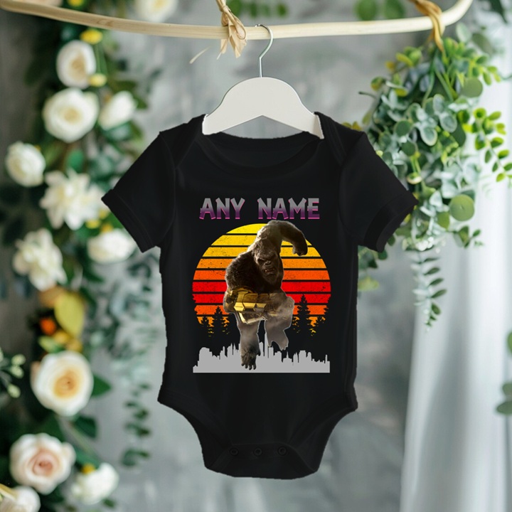 Personalized Custom Name Godzilla Kong with B.E.A.S.T. Glove Black T-Shirt or Onesie - Image 2
