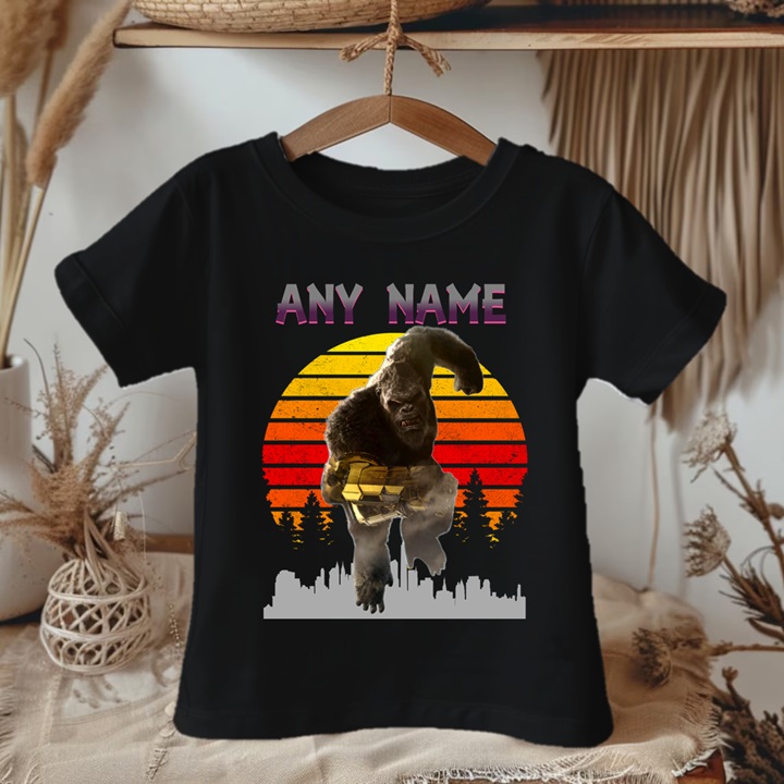 Personalized Custom Name Godzilla Kong with B.E.A.S.T. Glove Black T-Shirt or Onesie
