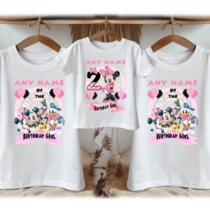 Personalized Custom Birthday Minnie Mouse Family White T-Shirts