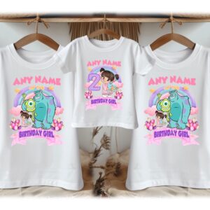 Personalized Custom Birthday Monsters Inc Girl Boo Family White T-Shirts
