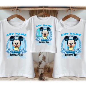 Personalized Custom Birthday Baby Mickey Mouse Family White T-Shirts