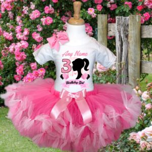All Sizes Personalized Custom Birthday Barbie Face Silhouette Hot Pink Light Pink Knots Petite Boutique Tutu Outfit Dress Set