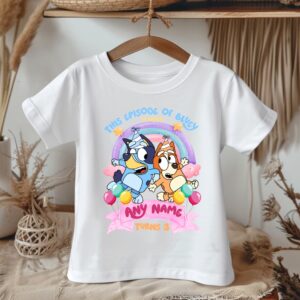 All Sizes Personalized Custom Birthday Bluey and Bingo White T-Shirt or Onesie
