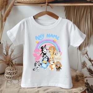 All Sizes Personalized Custom Name Bluey and Bingo White T-Shirt or Onesie