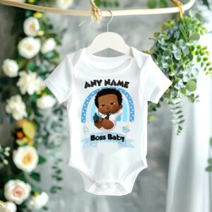 All Sizes Personalized Custom Name Boss Baby Black Boy White T-Shirt or Onesie