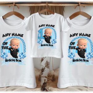 All Sizes Personalized Custom Birthday Boss Baby Boy Family White T-Shirts