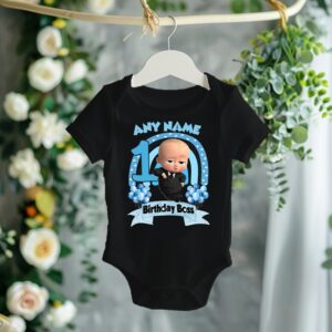 All Sizes Personalized Custom Birthday Boss Baby Boy Black T-Shirt or Onesie