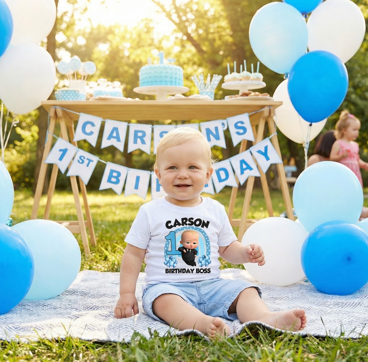 All Sizes Personalized Custom Birthday Boss Baby Boy White T-Shirt or Onesie
