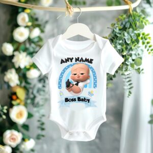 All Sizes Personalized Custom Name Boss Baby Boy White T-Shirt or Onesie