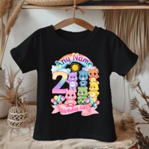 All Sizes Personalized Custom Birthday Care Bears Black T-Shirt or Onesie