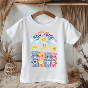 All Sizes Personalized Custom Name Care Bears White T-Shirt or Onesie