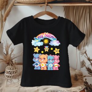 All Sizes Personalized Custom Name Care Bears Black T-Shirt or Onesie