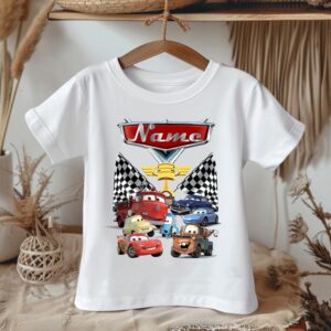 All Sizes Personalized Custom Name Cars Group White T-Shirt or Onesie