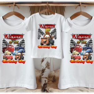 All Sizes Personalized Custom Birthday Cars Mater Tow Truck Family White T-Shirts