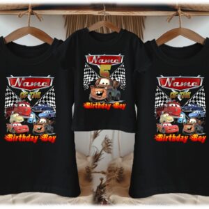 All Sizes Personalized Custom Birthday Cars Mater Tow Truck Family Black T-Shirts