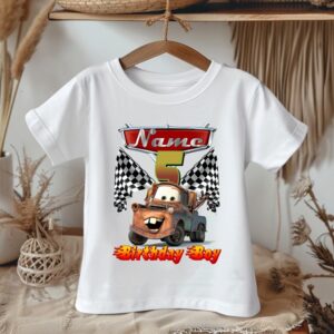 All Sizes Personalized Custom Birthday Cars Mater Tow Truck White T-Shirt or Onesie