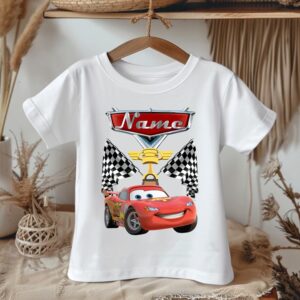 All Sizes Personalized Custom Name Cars Lightning McQueen White T-Shirt or Onesie