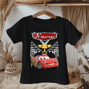 All Sizes Personalized Custom Name Cars Lightning McQueen Black T-Shirt or Onesie