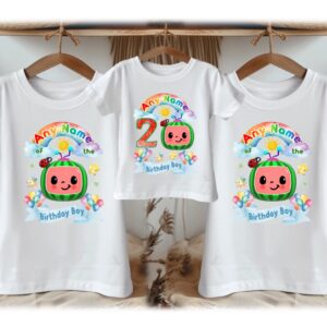 All Sizes Personalized Custom Birthday CoComelon TV Boys Family White T-Shirts
