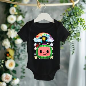 All Sizes Personalized Custom Name CoComelon TV Boys Black T-Shirt or Onesie