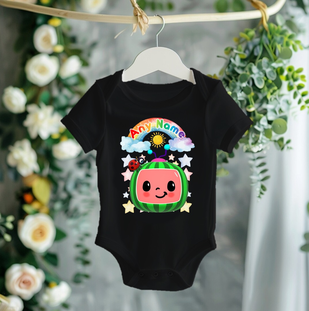 All Sizes Personalized Custom Name CoComelon TV Boys Black T-Shirt or Onesie