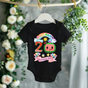 All Sizes Personalized Custom Birthday CoComelon TV Girls Black T-Shirt or Onesie