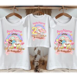 Personalized Custom Birthday Hello Kitty Family White T-Shirts