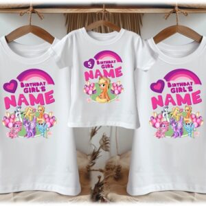 Personalized Custom Birthday My Little Pony Applejack Family White T-Shirts