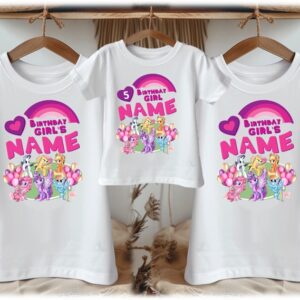 Personalized Custom Birthday My Little Pony Family White T-Shirts