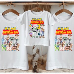 Personalized Custom Birthday Toy Story Woody Buzz Family White T-Shirts