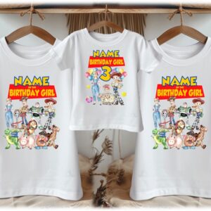 Personalized Custom Birthday Toy Story Girls Family White T-Shirts