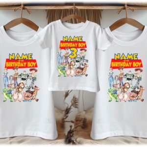 Personalized Custom Birthday Toy Story Group Family White T-Shirts