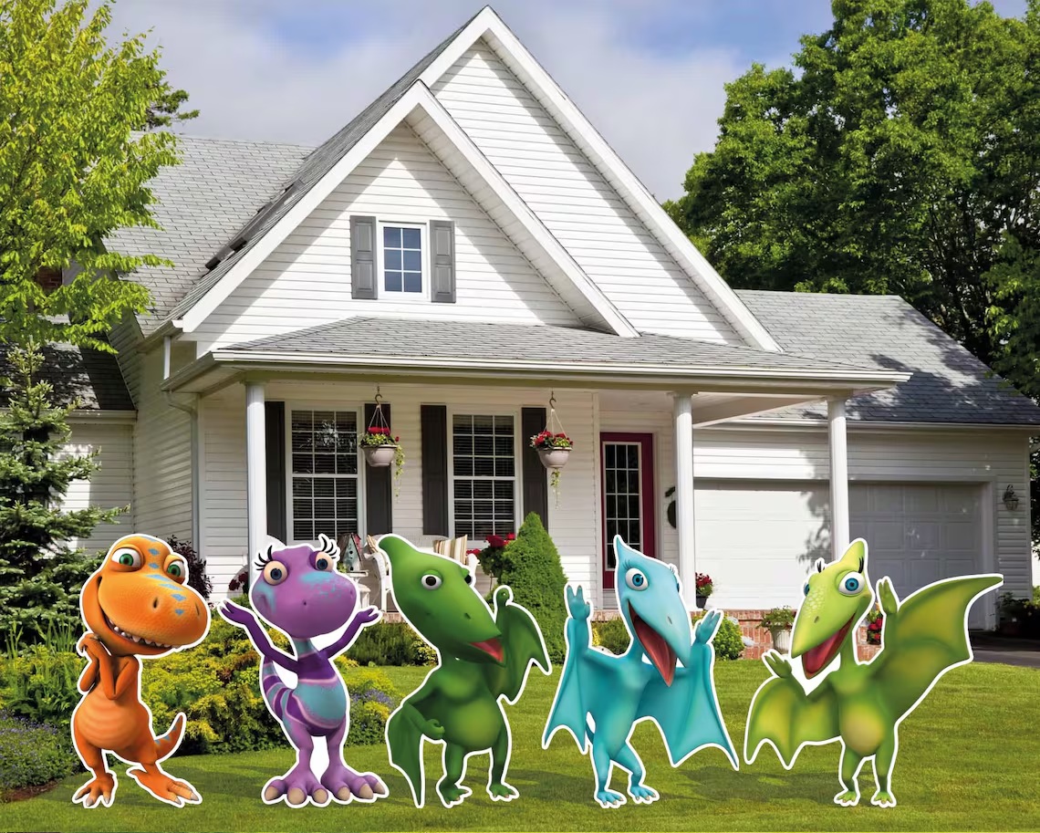 Yard Sign Decor Prop Cutout Dinosaur Train Characters Life Size Birthday Party Home