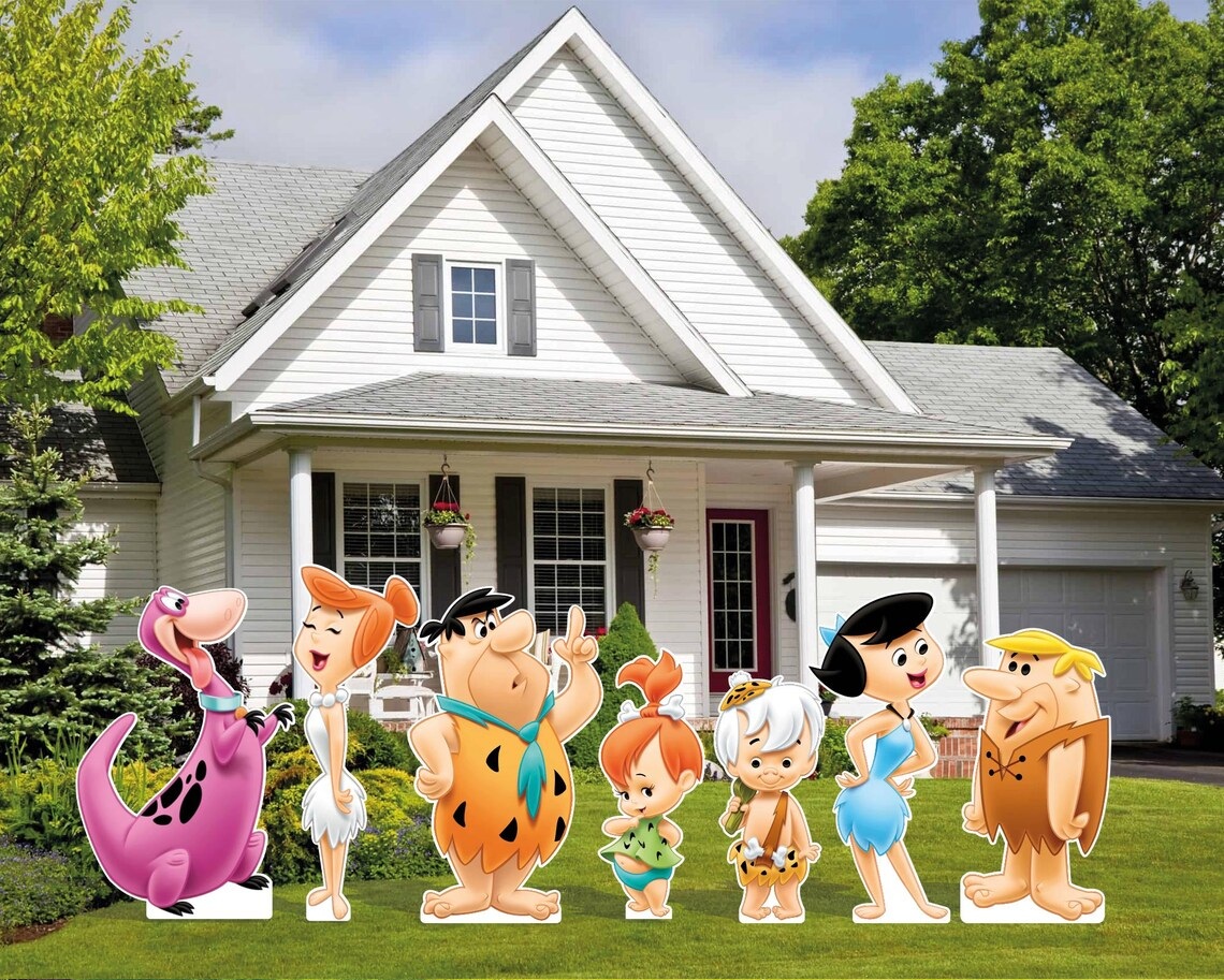 Yard Sign Decor Prop Cutout The Flintstones Characters Life Size Birthday Party Home