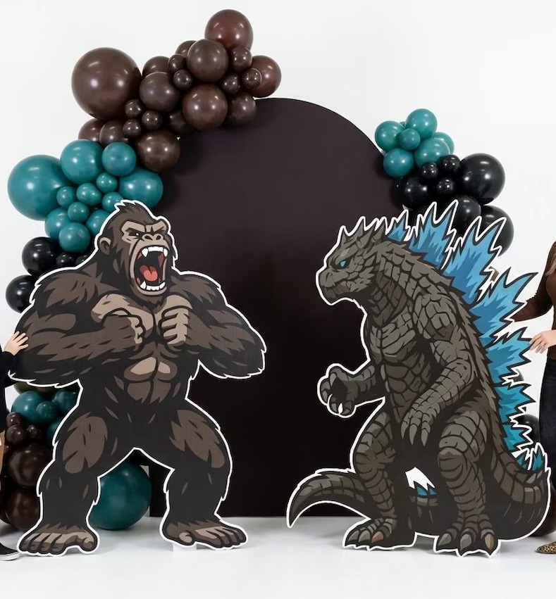 Yard Sign Decor Prop Cutout Godzilla and Kong Life Size Birthday Party Home