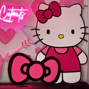 Yard Sign Decor Prop Cutout Hello Kitty and Bow Life Size Birthday Party Home