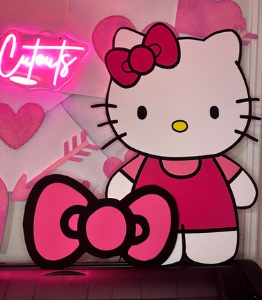 Yard Sign Decor Prop Cutout Hello Kitty and Bow Life Size Birthday Party Home
