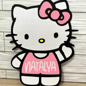Yard Sign Decor Prop 4 Foot Cutout Hello Kitty Pink Dress Personalized Life Size Birthday Party Home