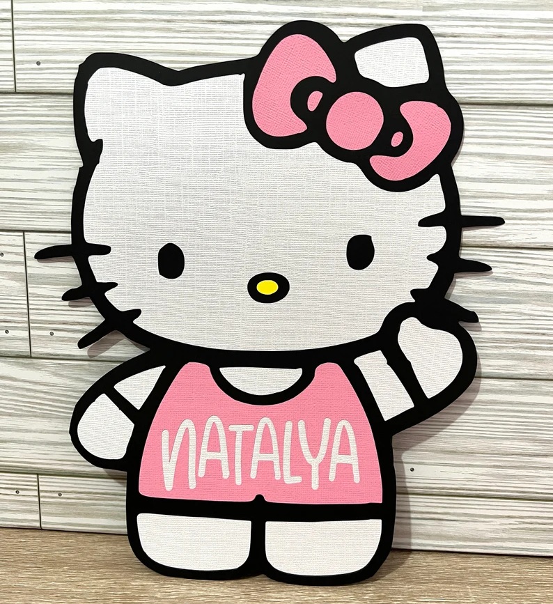 Yard Sign Decor Prop 4 Foot Cutout Hello Kitty Pink Dress Personalized Life Size Birthday Party Home