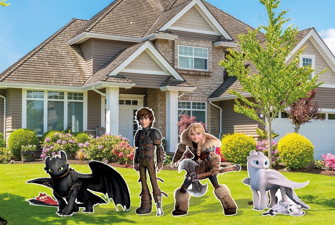 Yard Sign Decor Prop Cutout How to Train Your Dragon Characters Birthday Party Life Size Birthday Party Home