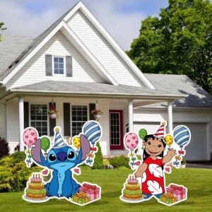 Yard Sign Decor Prop Cutout Lilo and Stitch Birthday Party Life Size Birthday Party Home