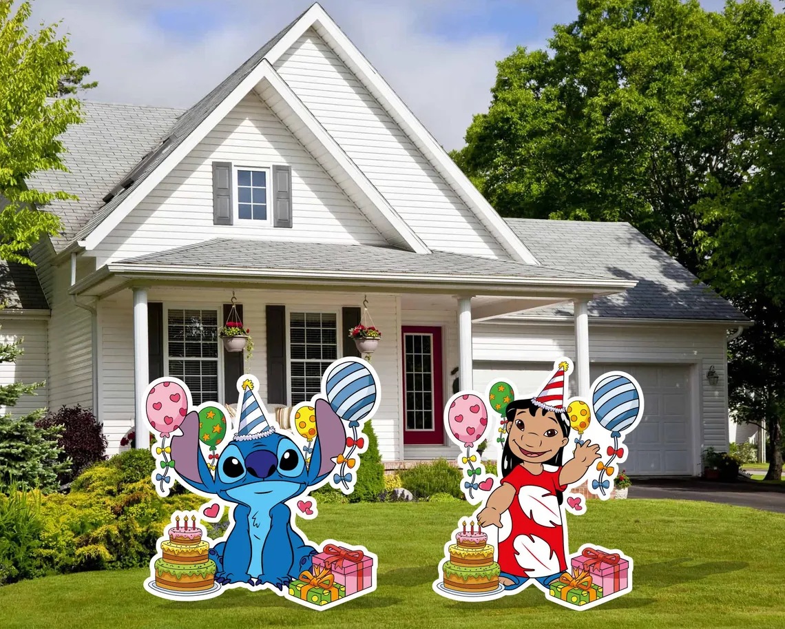 Yard Sign Decor Prop Cutout Lilo and Stitch Birthday Party Life Size Birthday Party Home