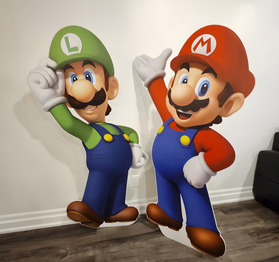 Yard Sign Decor Prop Cutout Super Mario Game Luigi and Mario Life Size Birthday Party Home