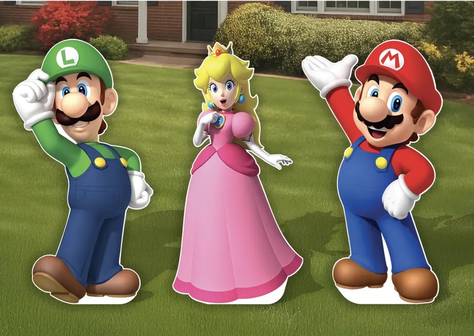 Yard Sign Decor Prop Cutout Super Mario Game Mario Luigi Peach Life Size Birthday Party Home