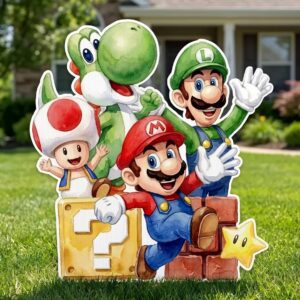 Yard Sign Decor Prop 5 Foot Cutout Super Mario Friends Watercolor Life Size Birthday Party Home