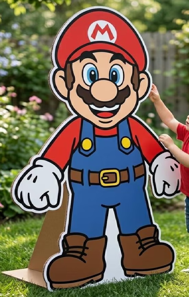 Yard Sign Decor Prop 5 Foot Cutout Super Mario Builder Construction Life Size Birthday Party Home