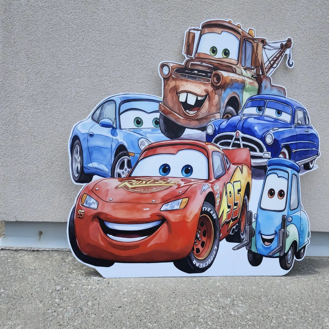 Yard Sign Decor Prop 4 Foot Cutout Cars Lightning McQueen and Friends Life Size Birthday Party Home