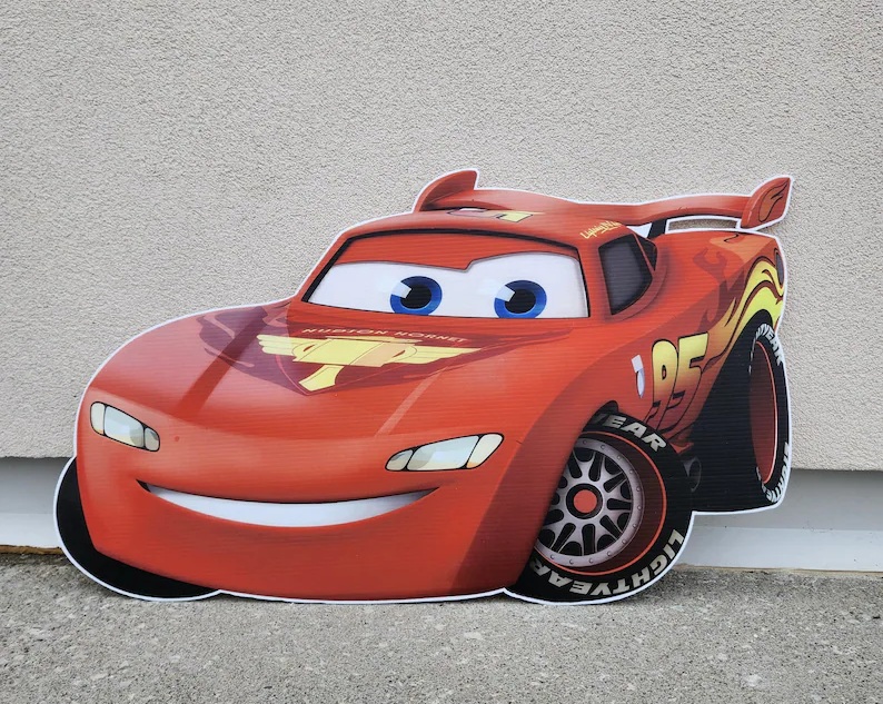 Yard Sign Decor Prop 4 Foot Cutout Lightning McQueen Cars Life Size Birthday Party Home